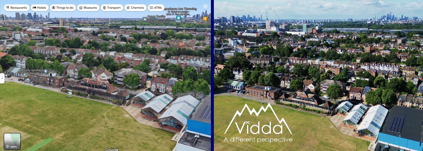 Google Earth 3D View vs Vidda Drone Photo