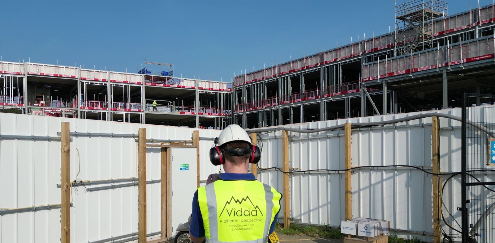 Vidda drone operator working on an active construction site