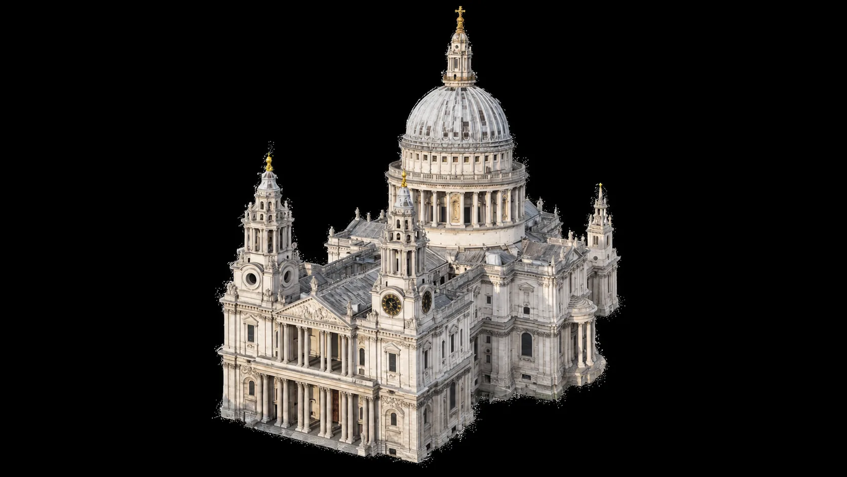 Photogrammetry model of St Paul’s Cathedral on a black background