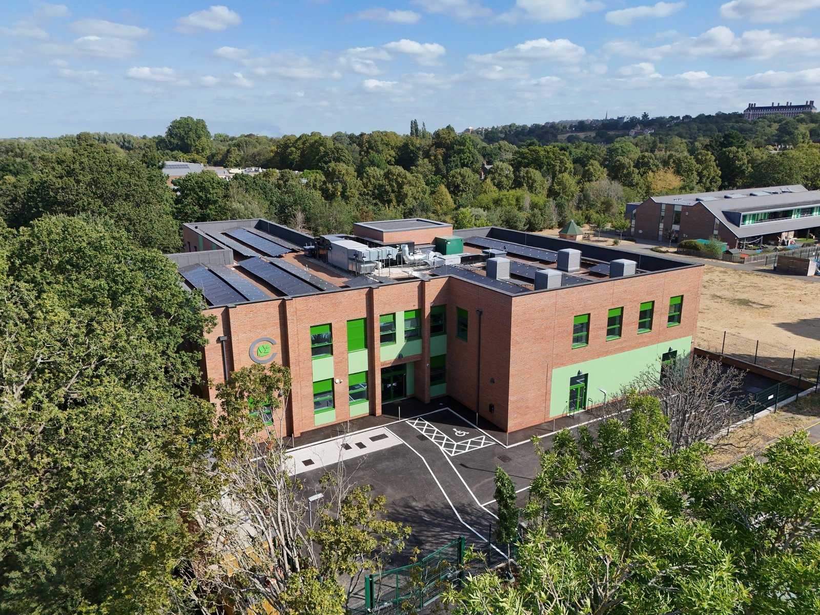 Completed Clarendon SEND School seen from above