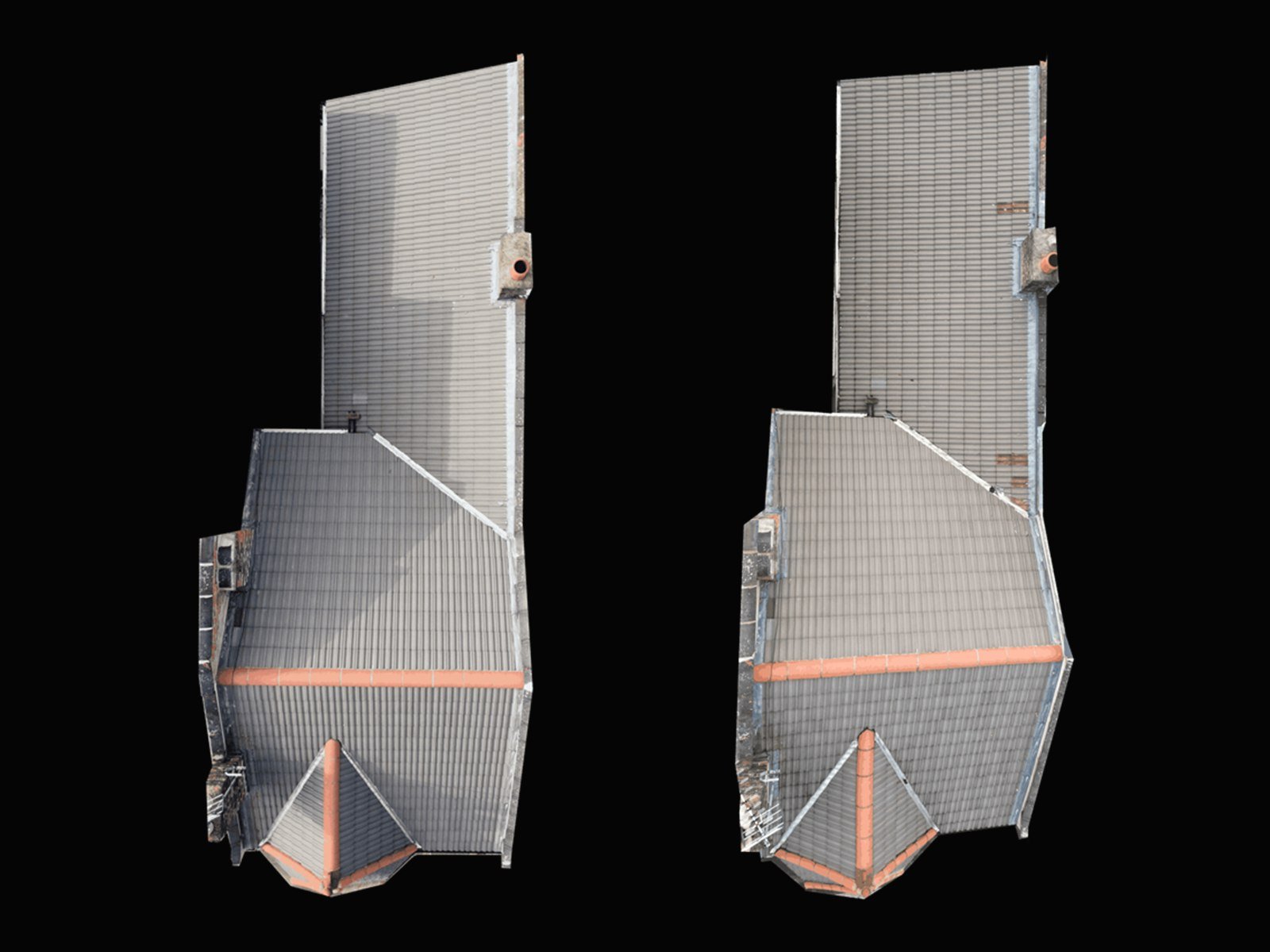 Before-and-after aerial roof condition comparison