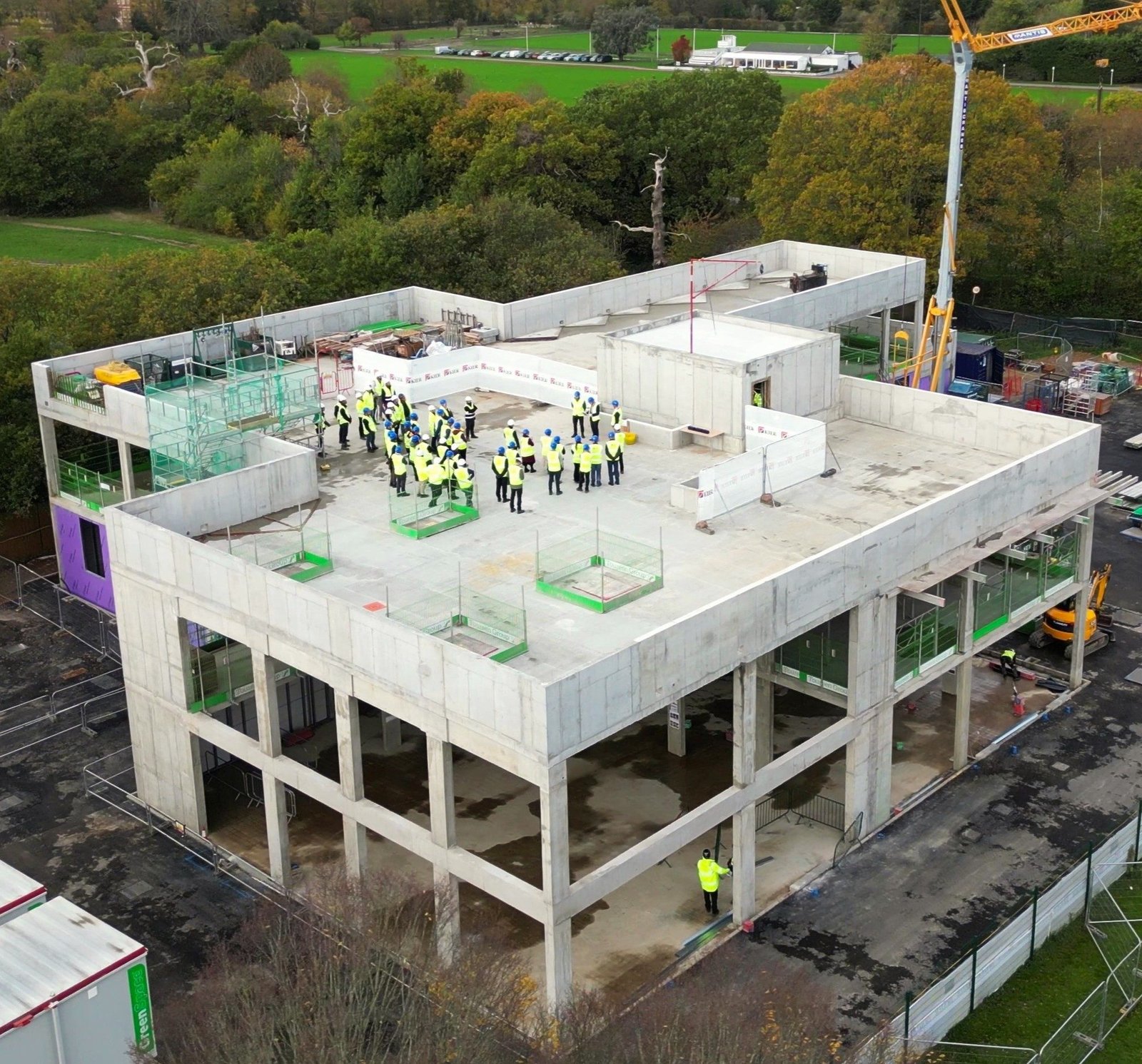 Aerial view of the Clarendon SEND School topping-out milestone