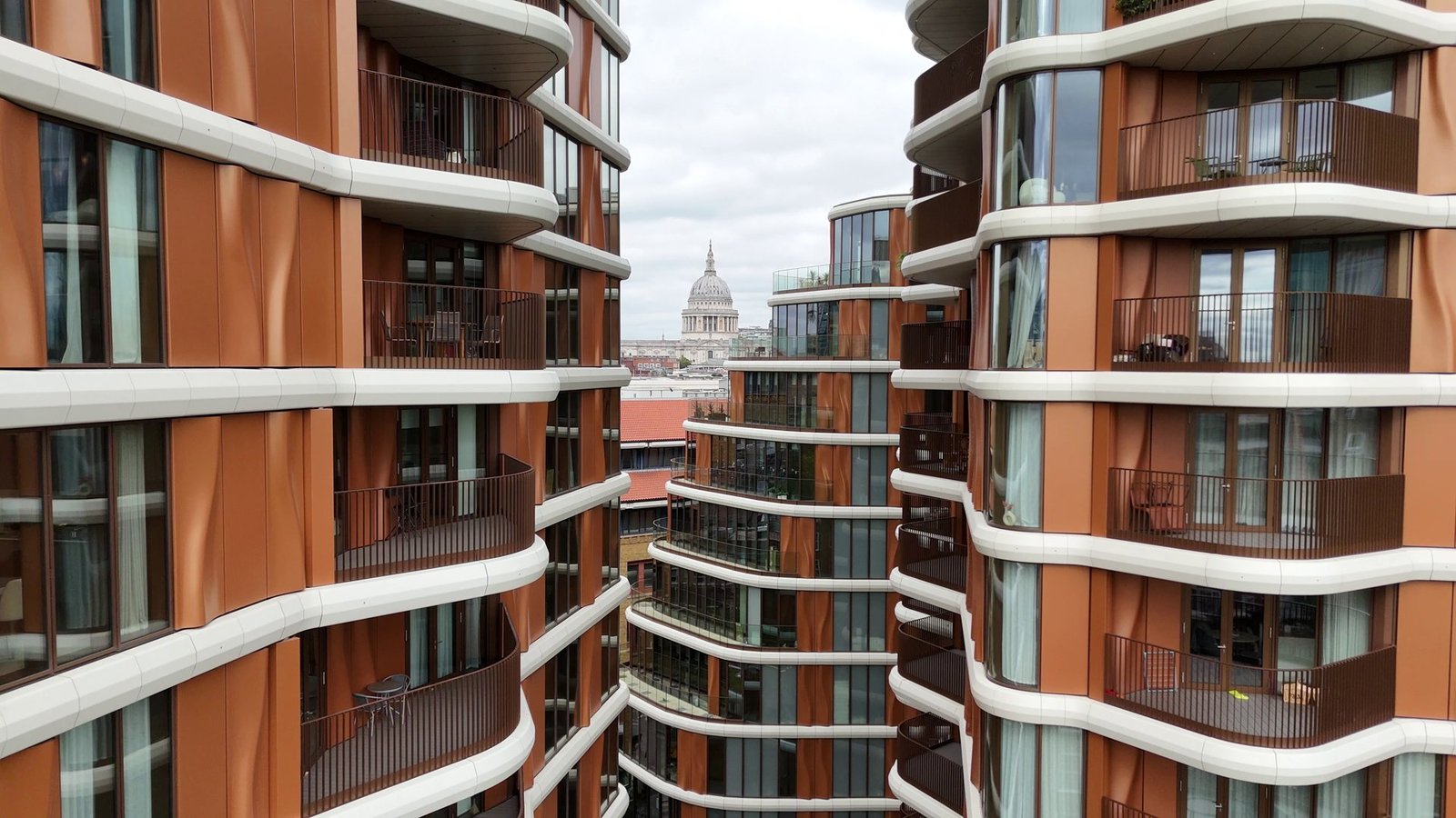A view between the towers towards St Paul's Cathedral